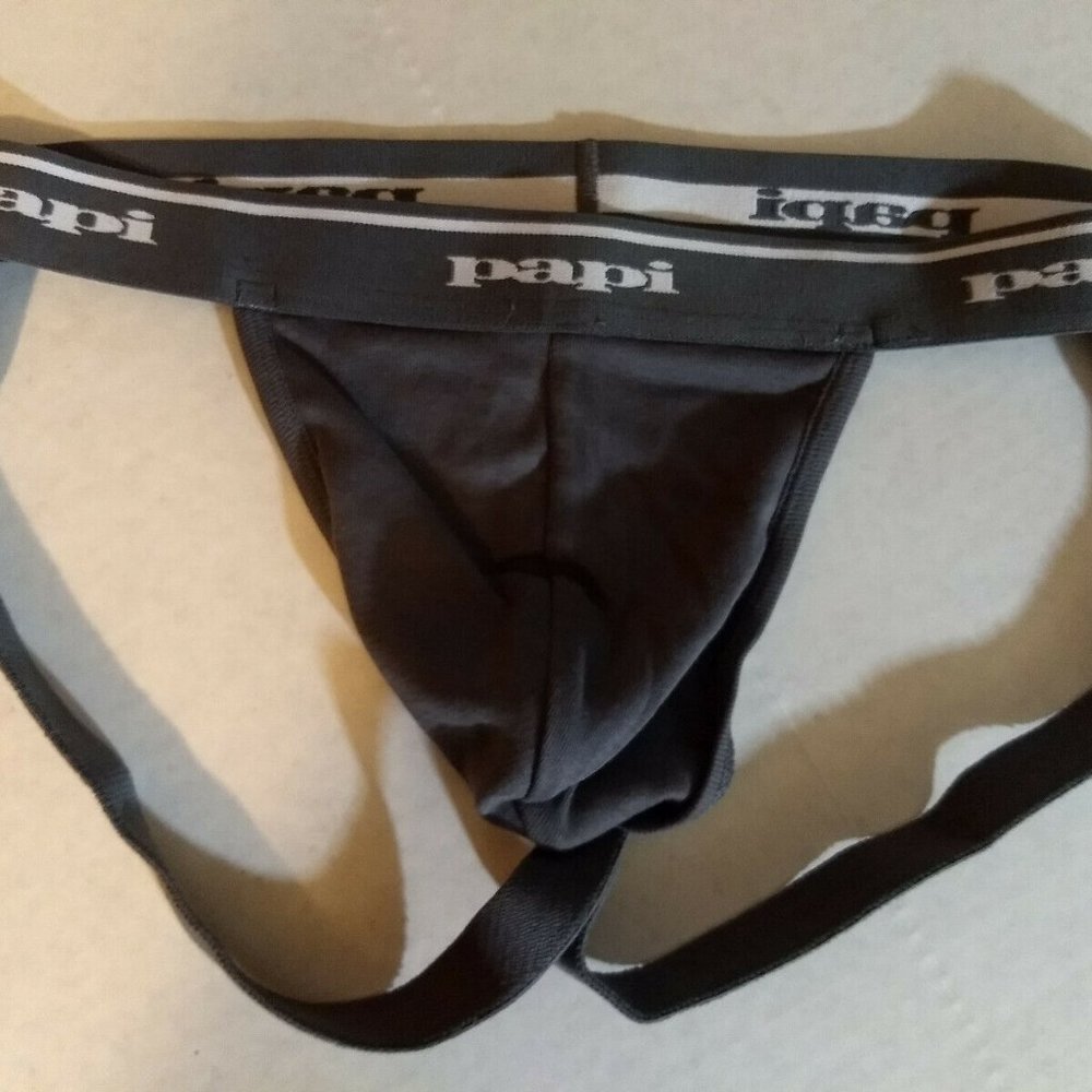 Papi Men's Cotton Jock Strap Gray Size Medium